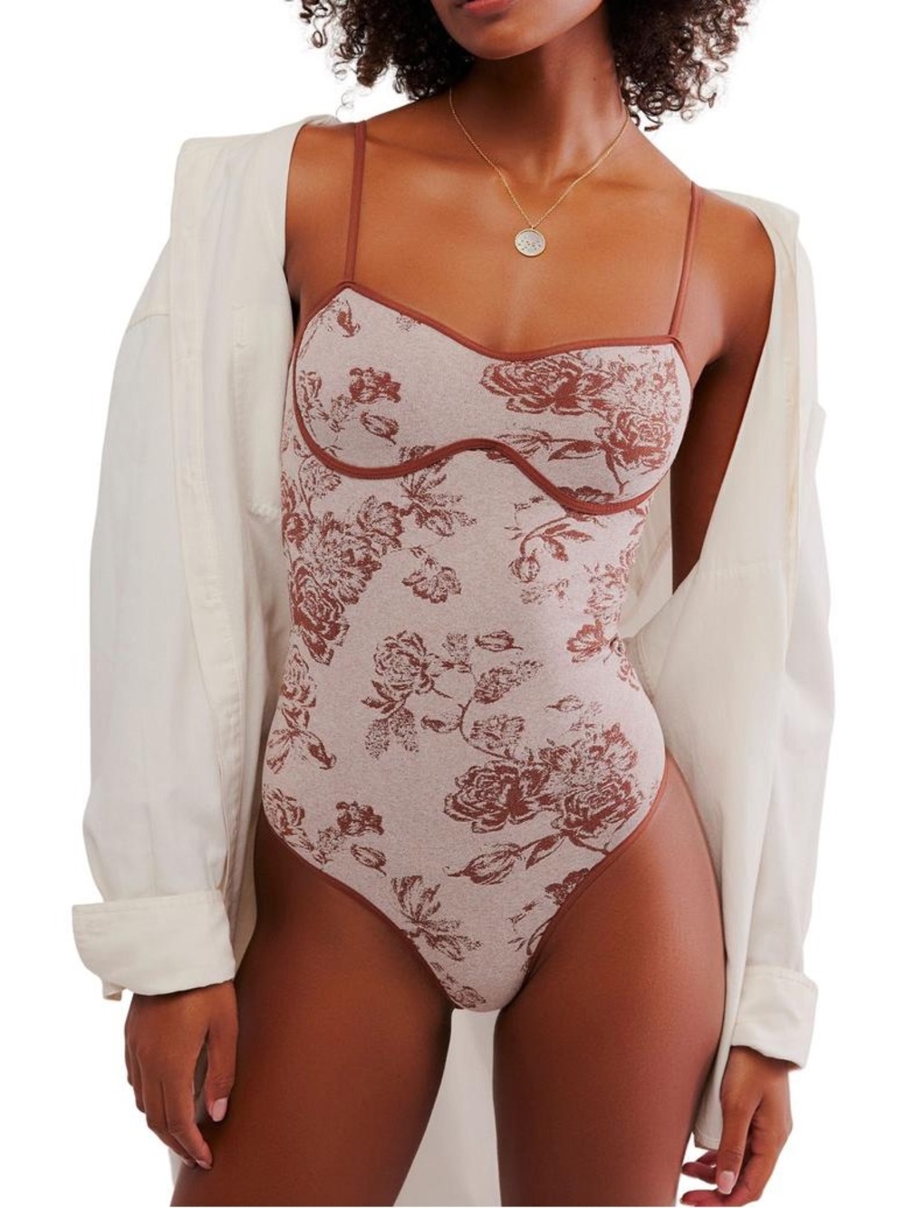Free People Caught Your Eye Bodysuit in Withered Rose